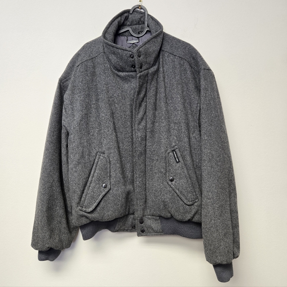 Members Only Vintage Wool Bomber Jacket Grey 46
